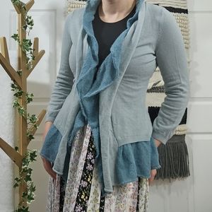 Anthropologie canary lane wool sweater cardigan ruffle